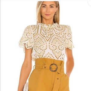 MinkPink Eyelet Short Sleeve Top